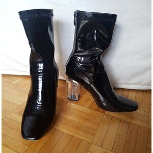 Public Desire Latex Sock Boots with clear heel 2017